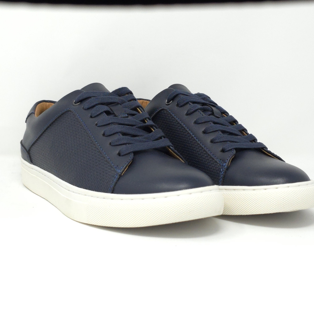 Alfani Adairr Navy Embossed Leather Sneakers 8M - Picture 2 of 6
